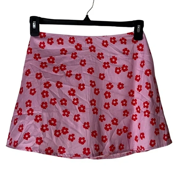 NWT Princess Polly Olton Pink Retro Floral Groovy Silky Mini Skirt, 6 - Picture 2 of 12